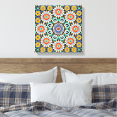 Marokkaans Mozaïek Traditioneel Boho Patroon Canvas Afdruk (Insitu (Slaapkamer))