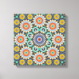 Marokkaans Mozaïek Traditioneel Boho Patroon Canvas Afdruk