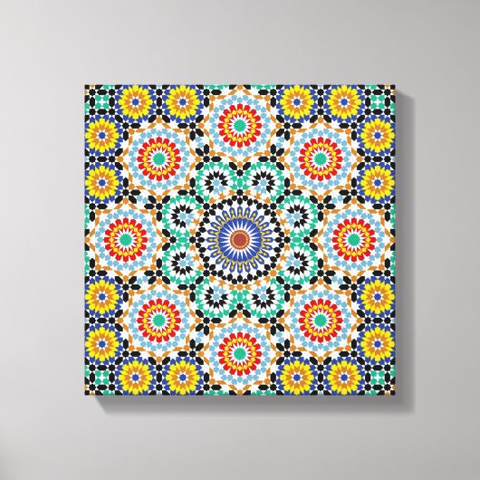 Marokkaans Mozaïek Traditioneel Boho Patroon Canvas Afdruk (Voorkant)