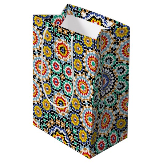 Marokkaans Mozaïek Traditioneel Boho Patroon Medium Cadeauzakje (Achterkant Gekanteld)