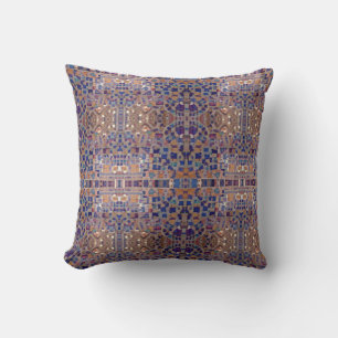 Marokkaans mozaïekgeïnspireerd design blauw beige kussen