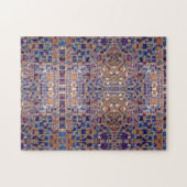 Marokkaans mozaïekgeïnspireerd design blauw beige legpuzzel (Horizontaal)