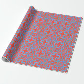 Marokkaans mozaïekgeometrisch patroon rood blauw cadeaupapier (Uitgerold)