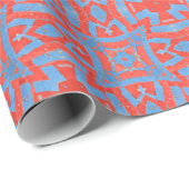 Marokkaans mozaïekgeometrisch patroon rood blauw cadeaupapier (Rol Hoek)