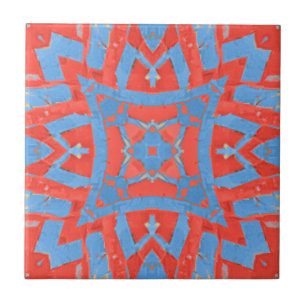 Marokkaans mozaïekgeometrisch patroon rood blauw tegeltje