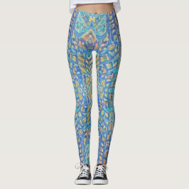Marokkaans mozaïekgoud met meerkleurige turkooizen leggings