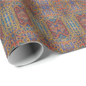 Marokkaans mozaïekmulticolor geometrisch goud rood cadeaupapier (Rol Hoek)