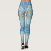 Marokkaans mozaïekmulticolor turquoise aqua blauw leggings (Achterkant)