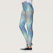 Marokkaans mozaïekmulticolor turquoise aqua blauw leggings (Links)