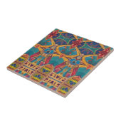 Marokkaans mozaïekrood goud, blauwe geometrisch tegeltje (Zijkant)