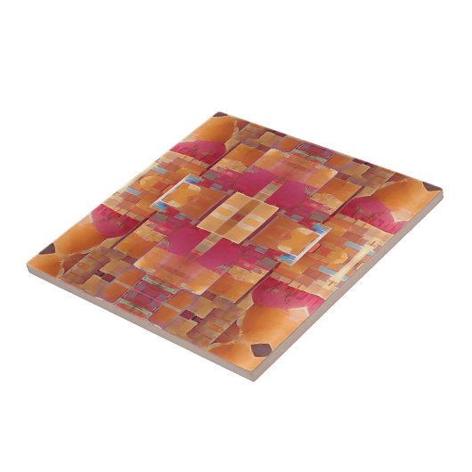 Marokkaans mozaïekroos abstracte geometrische kuns tegeltje (Zijkant)