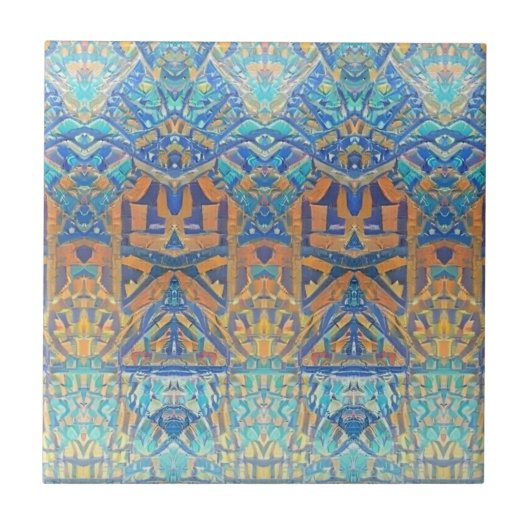 Marokkaans mozaïekzwart multicolor turquoise blauw tegeltje (Voorkant)