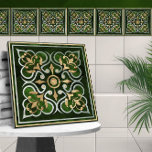Marokkaans Ornament Groen Marmer & Goud Tegeltje<br><div class="desc">Marokkaans Ornament Groen Marmer & Goud</div>