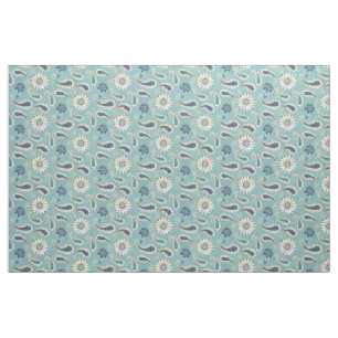 Marokkaans Paisley Floral Art Pattern Bohemian Blu Stof