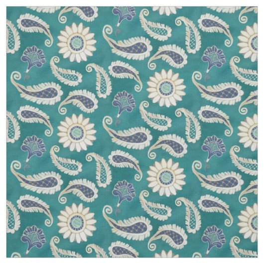 Marokkaans paisley Floral Art Pattern Small Repept Stof (Swatch)