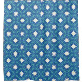 Marokkaans patroon Blauw en Wit Geometrische Boho Douchegordijn (Voorkant)