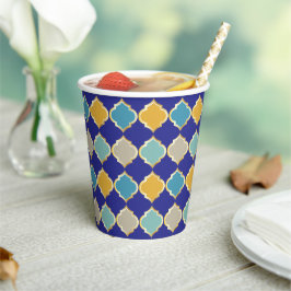 Marokkaans Patroon Koninklijk Blauw Gouden Huwelij Papieren Bekers