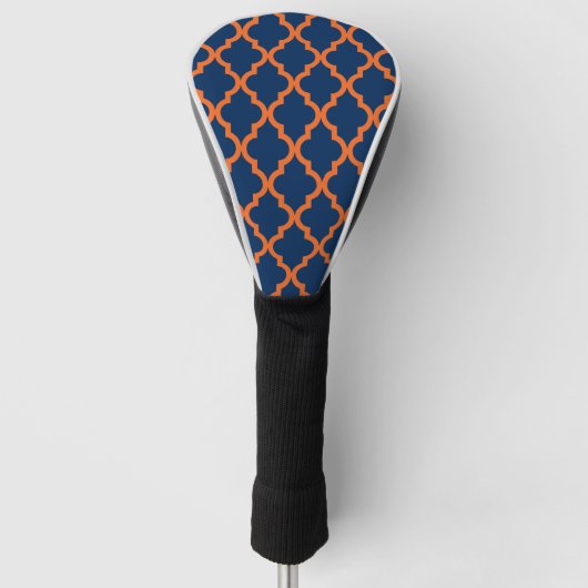 Marokkaans patroon - Navy Blue en Oranje Golfheadcover (Voorkant)