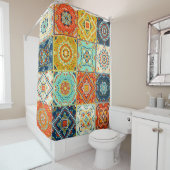 Marokkaans patroon van mozaïekillustraties douchegordijn (In situ)