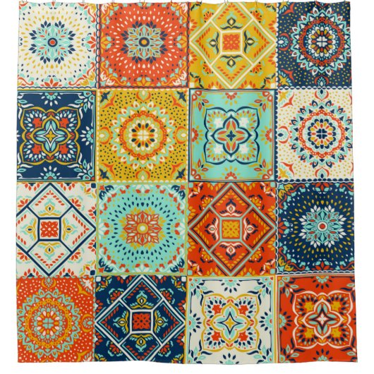 Marokkaans patroon van mozaïekillustraties douchegordijn (Voorkant)