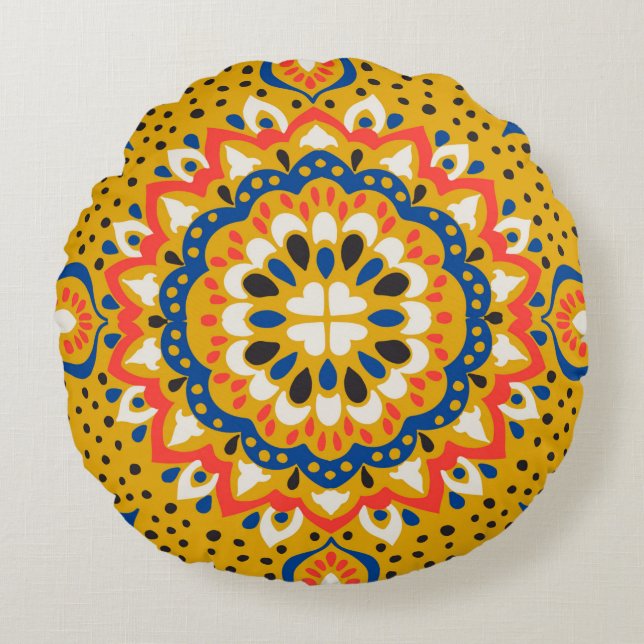 Marokkaans patroon van mozaïekillustraties rond kussen (Voorkant)