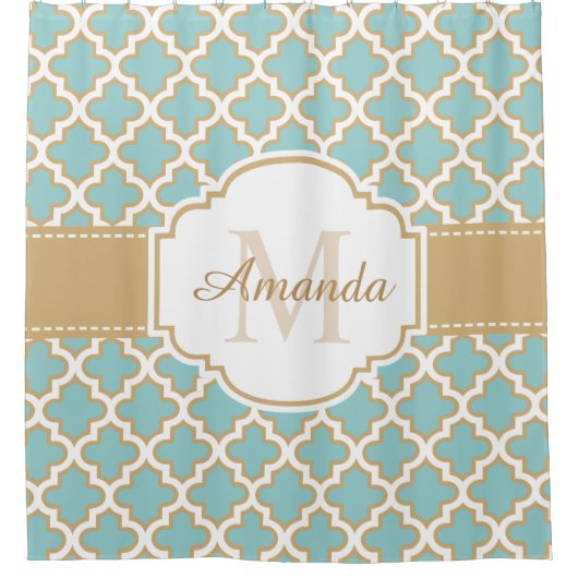 Marokkaans persbericht - Monogram Elegant Gold Bla Douchegordijn (Voorkant)