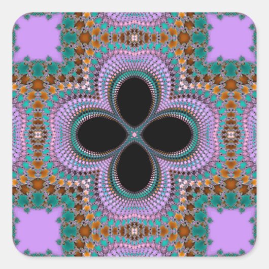 Marokkaans plantaardig patroon vierkante sticker (Voorkant)