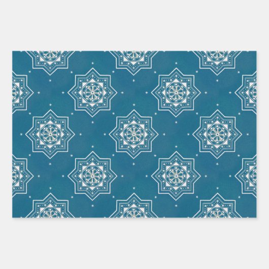 Marokkaans Portugees blauw Azulejos Tile Pattern Inpakpapier Vel (Voorkant)