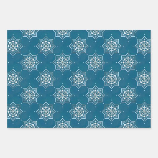 Marokkaans Portugees blauw Azulejos Tile Pattern Inpakpapier Vel (Voorkant 3)