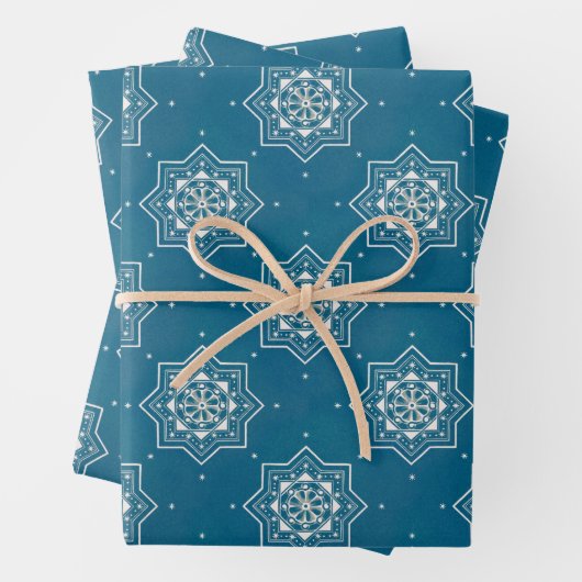 Marokkaans Portugees blauw Azulejos Tile Pattern Inpakpapier Vel (In situ)