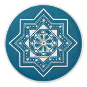 Marokkaans Portugees blauw Azulejos Tile Pattern Keramische Knop (Voorkant)