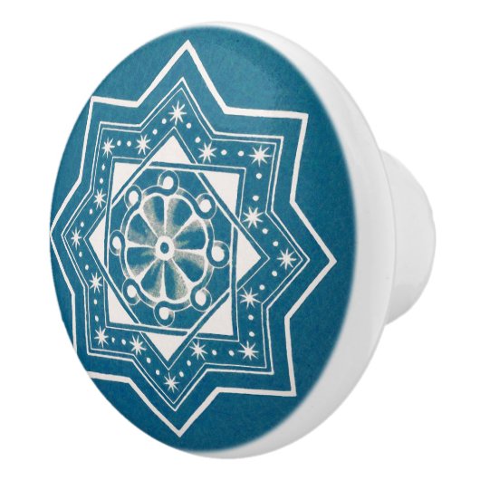 Marokkaans Portugees blauw Azulejos Tile Pattern Keramische Knop (Rechts)