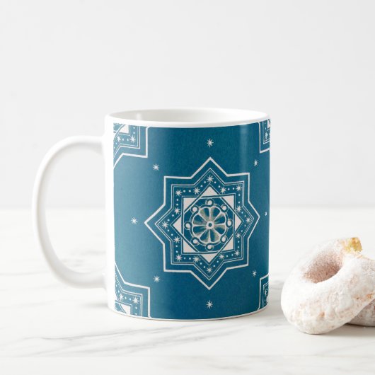 Marokkaans Portugees blauw Azulejos Tile Pattern Koffiemok (Met donut)