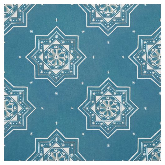 Marokkaans Portugees blauw Azulejos Tile Pattern Stof (Swatch)