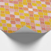 Marokkaans Quatrefoil Brilliant Vermilion en Amber Cadeaupapier (Hoek)