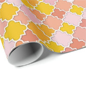 Marokkaans Quatrefoil Brilliant Vermilion en Amber Cadeaupapier (Rol Hoek)