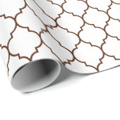 Marokkaans Quatrefoil bruin op wit omslagpapier Cadeaupapier (Rol Hoek)