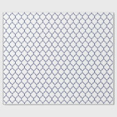 Marokkaans Quatrefoil marineblauw op wit Cadeaupapier (Vlak)