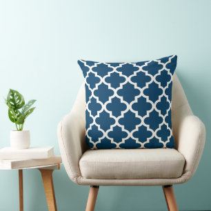 Marokkaans Quatrefoil Marineblauw Patroon Kussen
