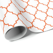 Marokkaans Quatrefoil Oranje wit Cadeaupapier (Rol Hoek)