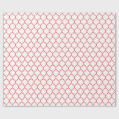 Marokkaans Quatrefoil Rood op wit omslagpapier Cadeaupapier (Vlak)