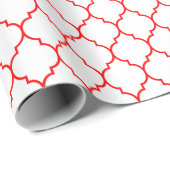 Marokkaans Quatrefoil Rood op wit omslagpapier Cadeaupapier (Rol Hoek)
