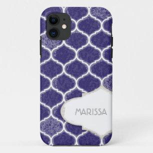 Marokkaans Quatrefoil Trellis Antiek Grunged Damas iPhone 11 Hoesje
