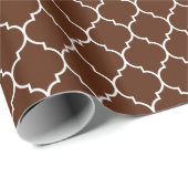Marokkaans Quatrefoil wit op bruin wrapppapier Cadeaupapier (Rol Hoek)