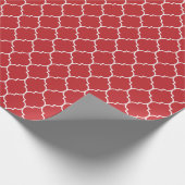 Marokkaans Quatrefoil wit op donkerrood Cadeaupapier (Hoek)