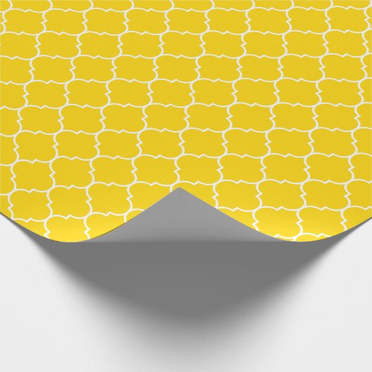 Marokkaans Quatrefoil wit op gouden geel Cadeaupapier (Hoek)