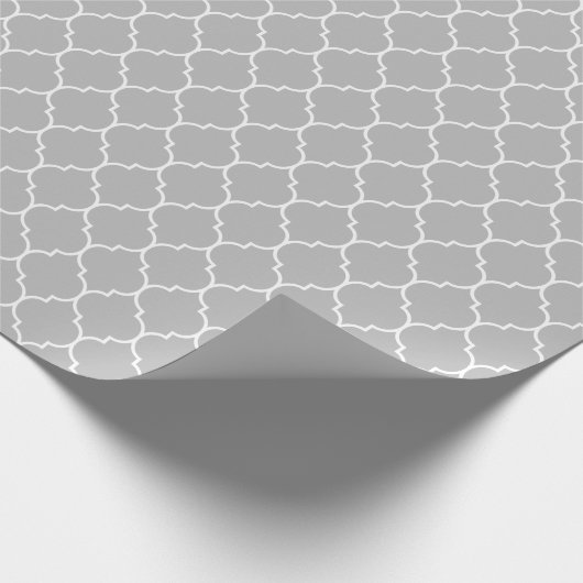 Marokkaans Quatrefoil wit op grijs omslagpapier Cadeaupapier (Hoek)