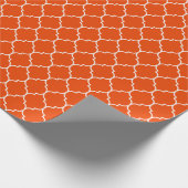 Marokkaans Quatrefoil wit op helder Sinaasappel Cadeaupapier (Hoek)