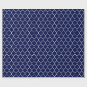 Marokkaans Quatrefoil wit op Navy Blue Cadeaupapier (Vlak)