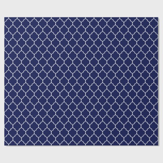 Marokkaans Quatrefoil wit op Navy Blue Cadeaupapier (Vlak)
